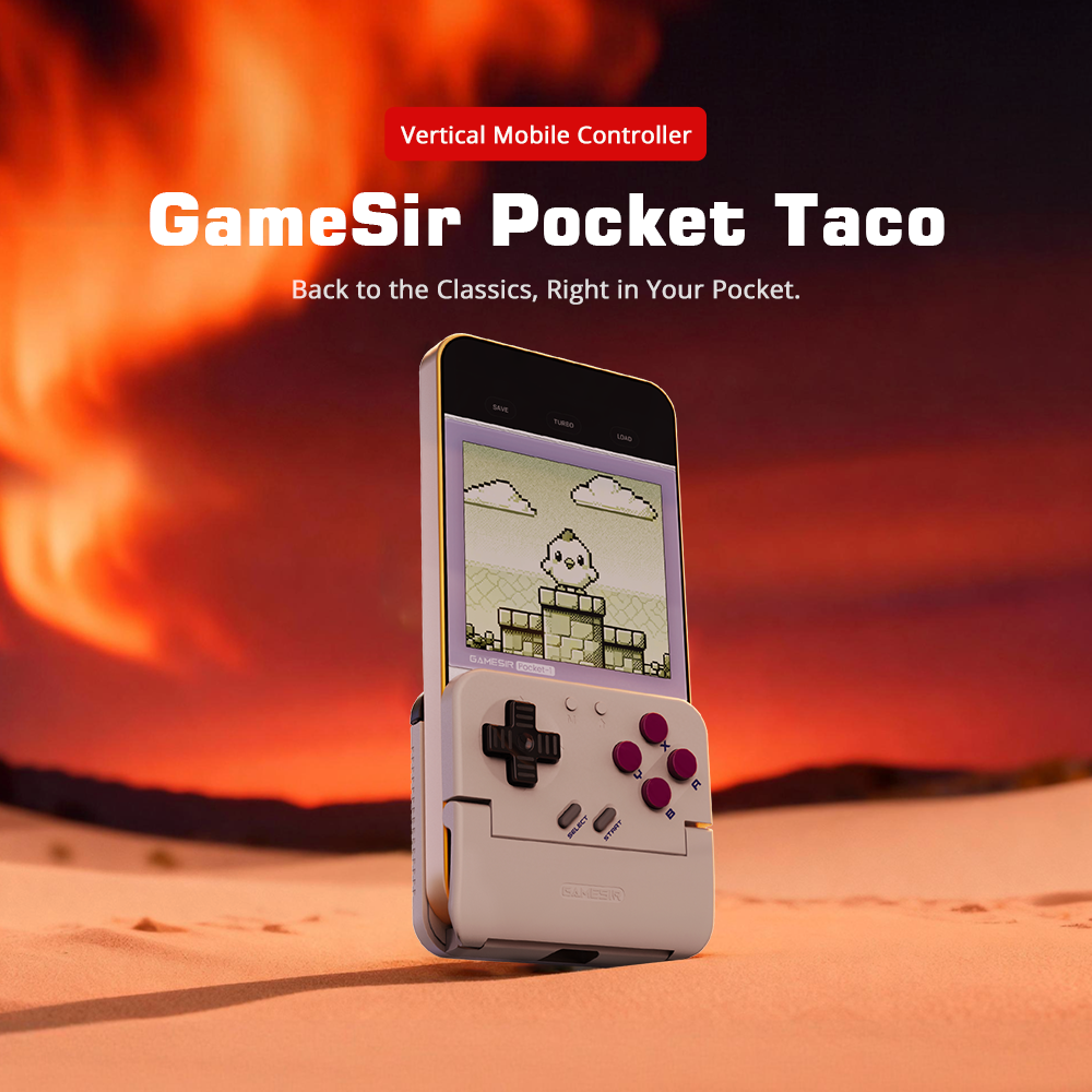 GameSir Pocket Taco The Pocket Taco is a Vertical Mobile Controller, meaning it attaches to the bottom of your phone to create a portrait-oriented layout. This is a departure from the typical
