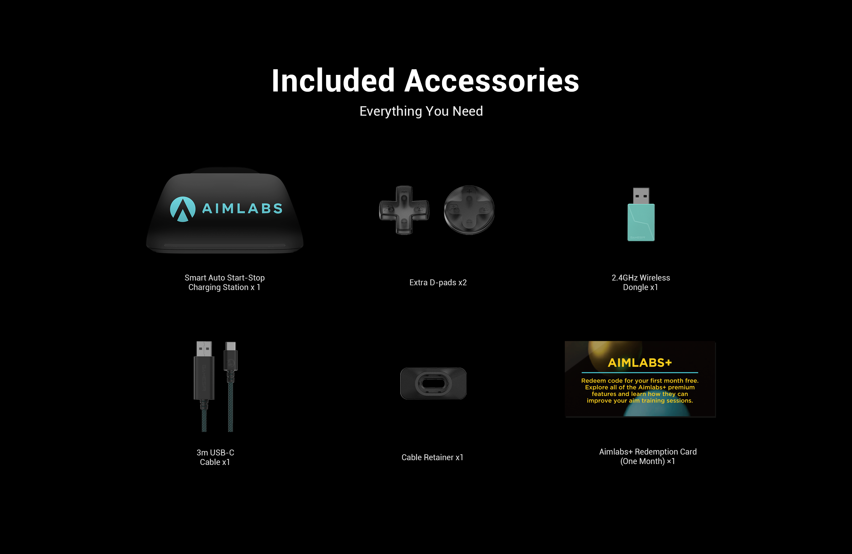 The GameSir G7 Pro comes with a comprehensive accessory kit titled