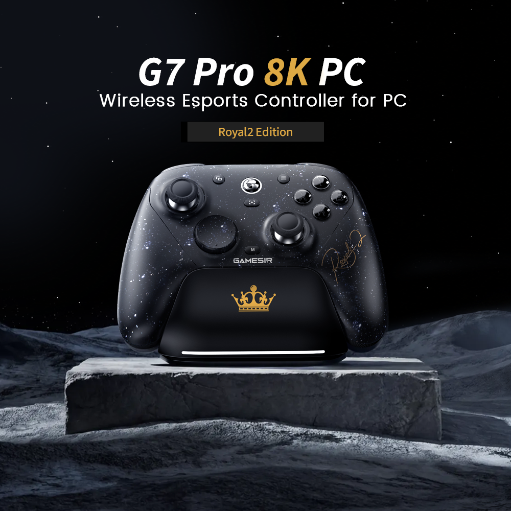 GameSir G7 Pro 8K PC Royal2 Edition Pro-Level Performance, Unleash Your Reflexes.Meet the G7 Pro 8K PC Royal2 Edition, a wireless esports controller engineered for competitive PC gaming. Featuring ultra-responsive 8K Hz wired and 2.4G wireless polling, every movement and action is captured with lightning-fast precision, delivering a true competitive edge. Now in Champion Edition, inspired by our brand ambassador XiaoHai, a world fighting game champion. With the G7 Pro 8K PC Royal2 Edition in hand, feel the power of a true champion.