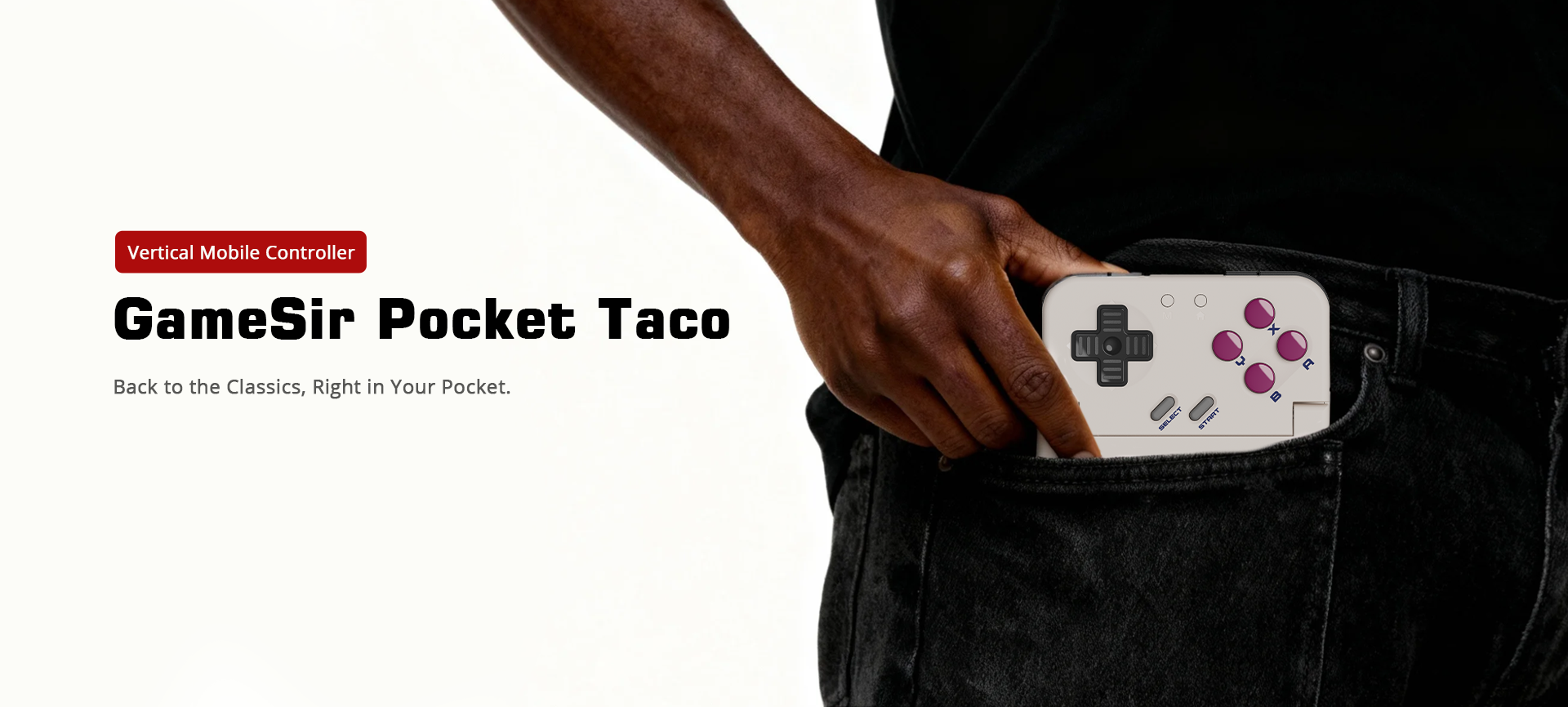 GameSir Pocket Taco The Pocket Taco is a Vertical Mobile Controller, meaning it attaches to the bottom of your phone to create a portrait-oriented layout. This is a departure from the typical