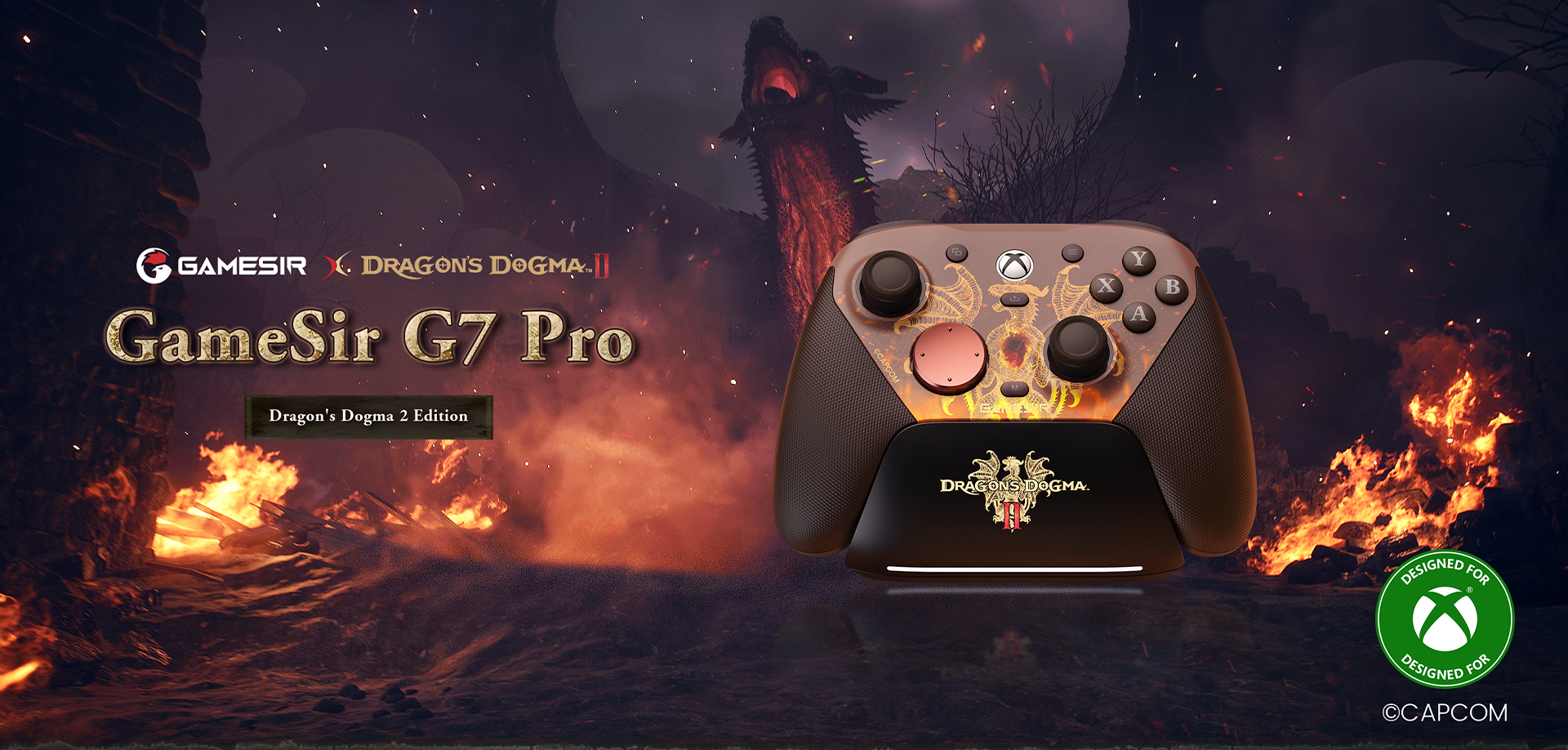 GameSir G7 Pro Dragon's Dogma 2 EditionGameSir has partnered with Capcom to present a stunning officially licensed collaboration: the GameSir G7 Pro Dragon's Dogma 2 Edition. This professional-grade Xbox and PC controller is meticulously designed to immerse players in the epic world of Vermund and Battahl.