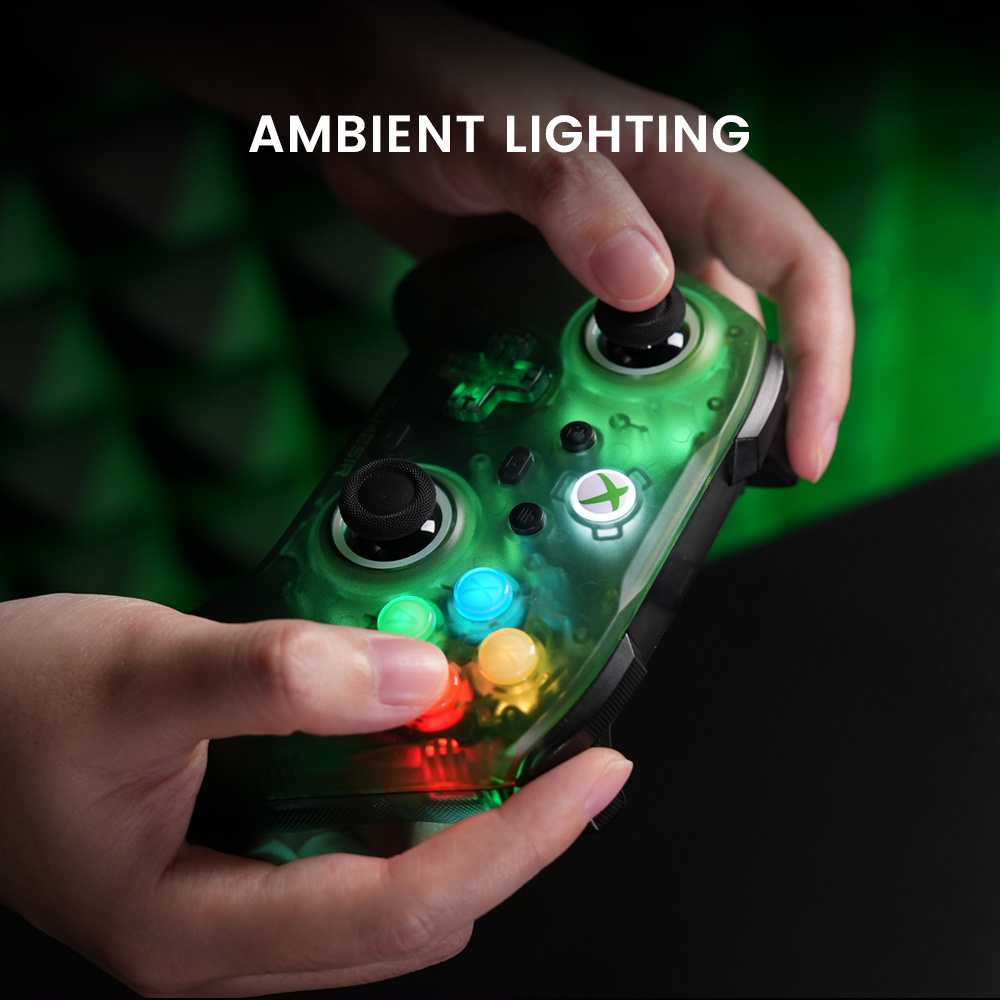 1. Dynamic RGB LightingFeaturing dynamic RGB lighting across the ABXY buttons, D-pad, both sticks, and back grips, the T7 Pro adds a visually striking touch and atmospheric glow to any desk setup.