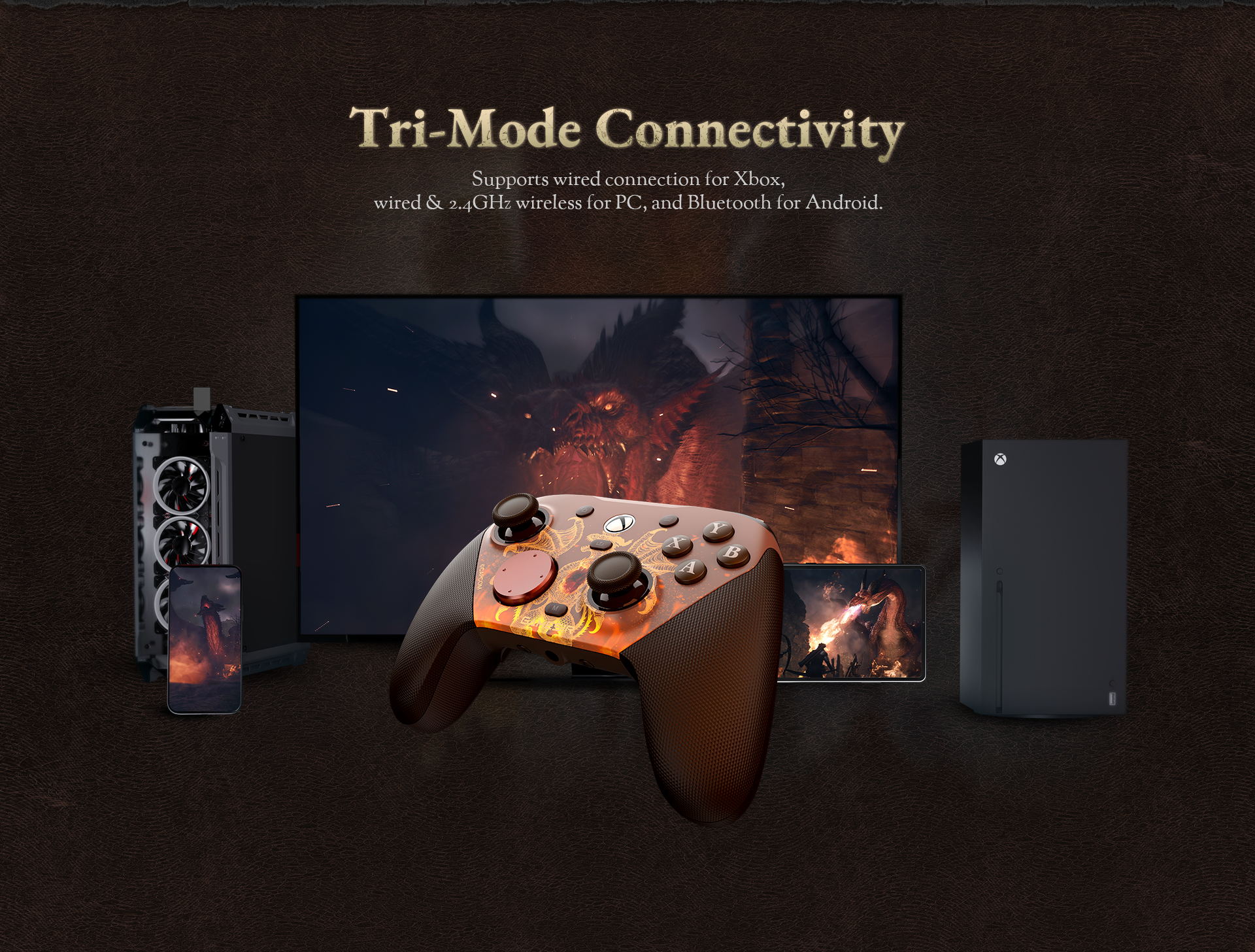 The centerpiece of this collaboration is a special-edition controller called the GameSir G7 Pro Dragon's Dogma 2 Edition. Launched in March 2026 to coincide with the game's second anniversary, it is a high-performance gamepad designed for Xbox, PC, and Android.