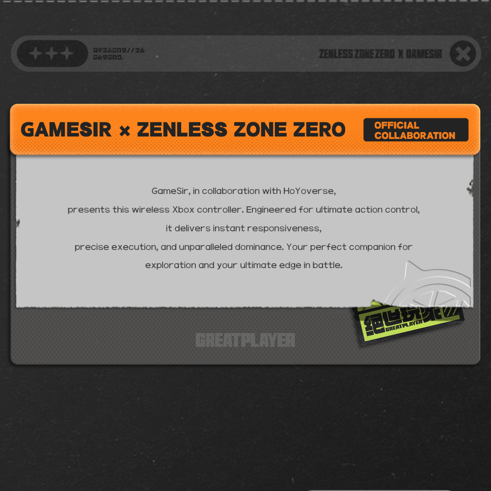 In an official collaboration with HoYoverse, GameSir presents a specialized wireless Xbox controller for Zenless Zone Zero. Engineered for ultimate action control, this device delivers instant responsiveness and precise execution, granting players unparalleled dominance on the battlefield. It is designed to be your perfect companion for world exploration and your ultimate competitive edge in battle. As part of this premium set, users also receive an Xbox Game Pass Ultimate card to further expand their gaming library.