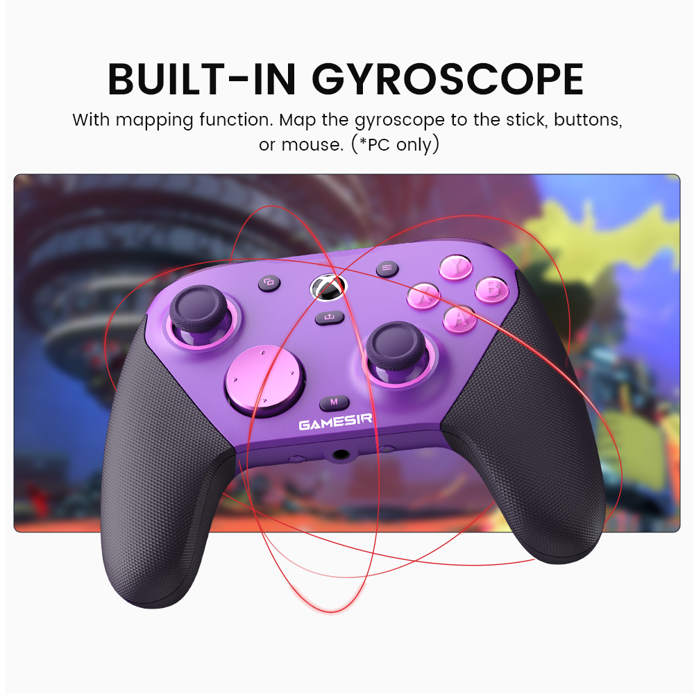 Enhance PC gaming with a built-in gyroscope for customizable motion mapping.