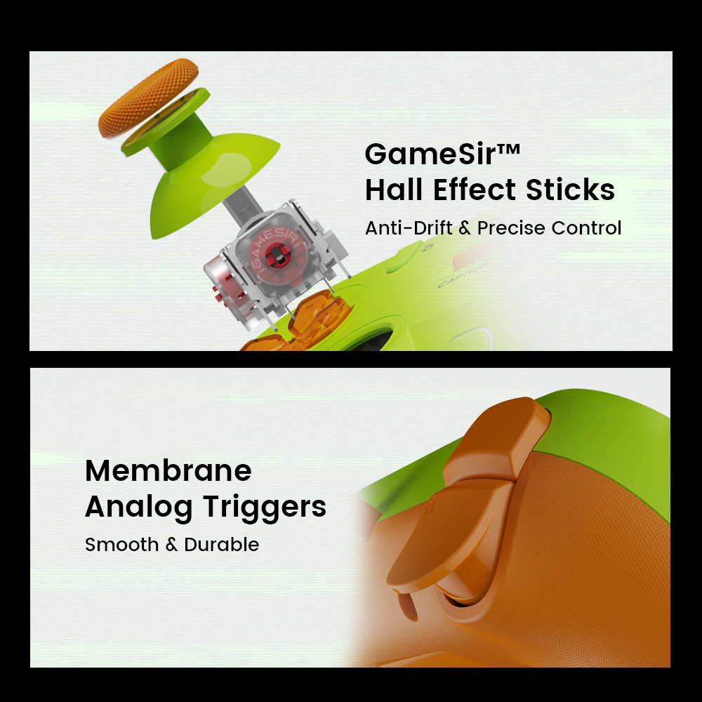 GameSir Tegenaria Lite (MenaRD Collaboration Edition), focusing on how the controller translates in-game actions into physical sensations.1. Membrane Analog TriggersThe Technology: Unlike