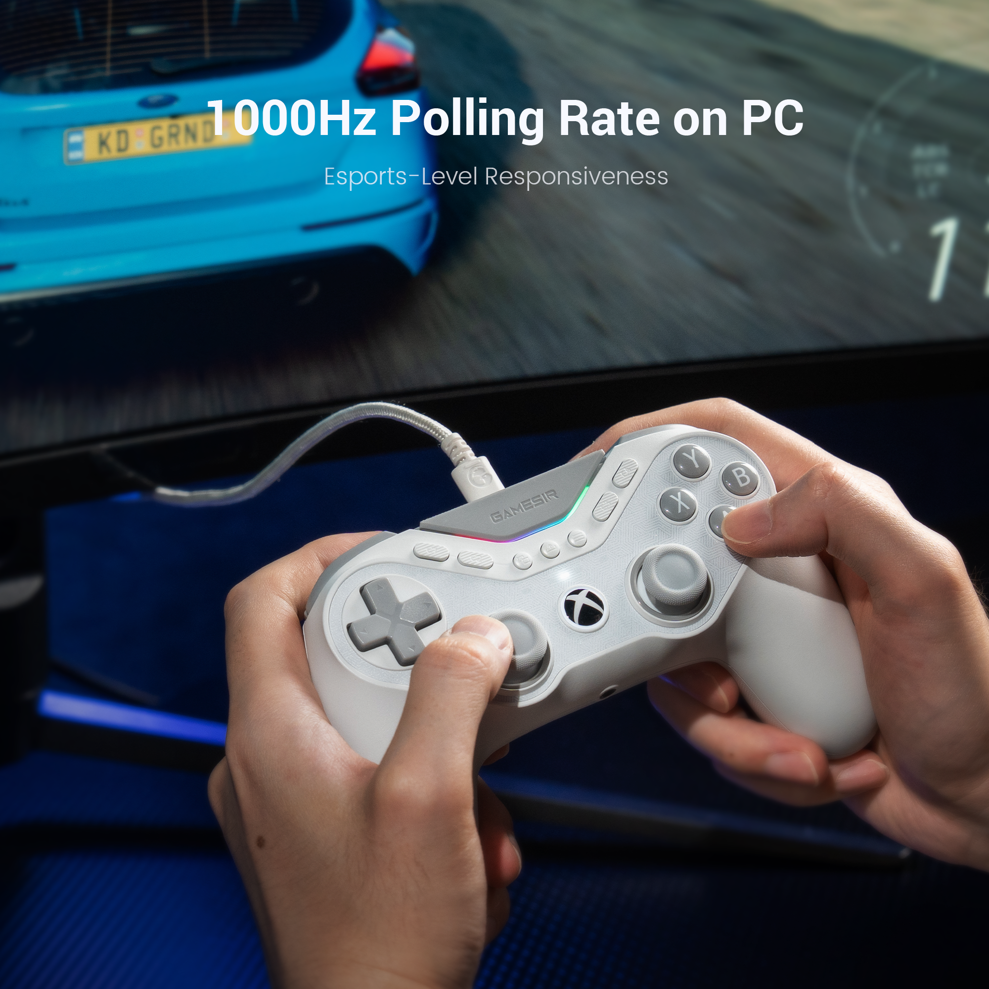 1000Hz Polling Rate on PC feature, emphasizing its