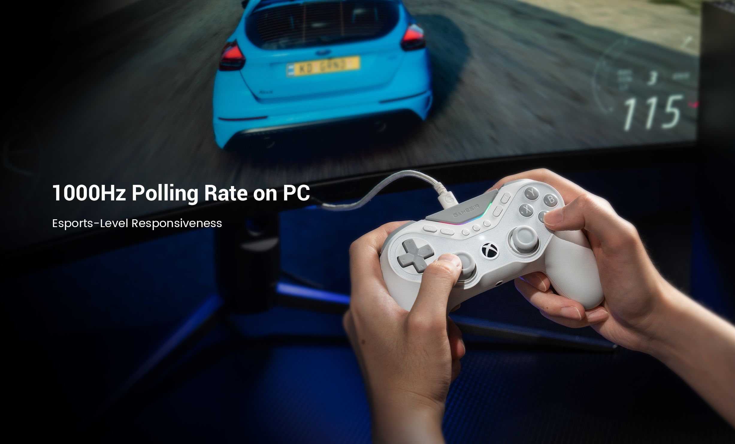 1000Hz Polling Rate on PC feature, emphasizing its