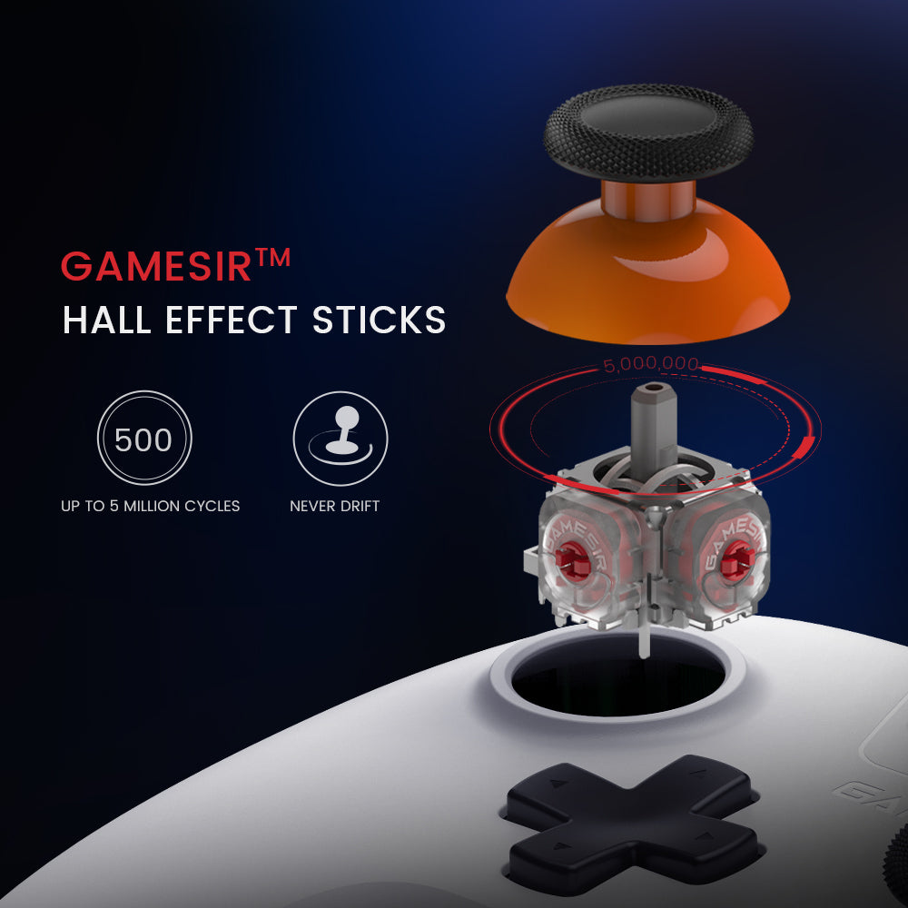 GameSir™ Hall Effect sticks with anti-drift stick performance & turbo function for faster response