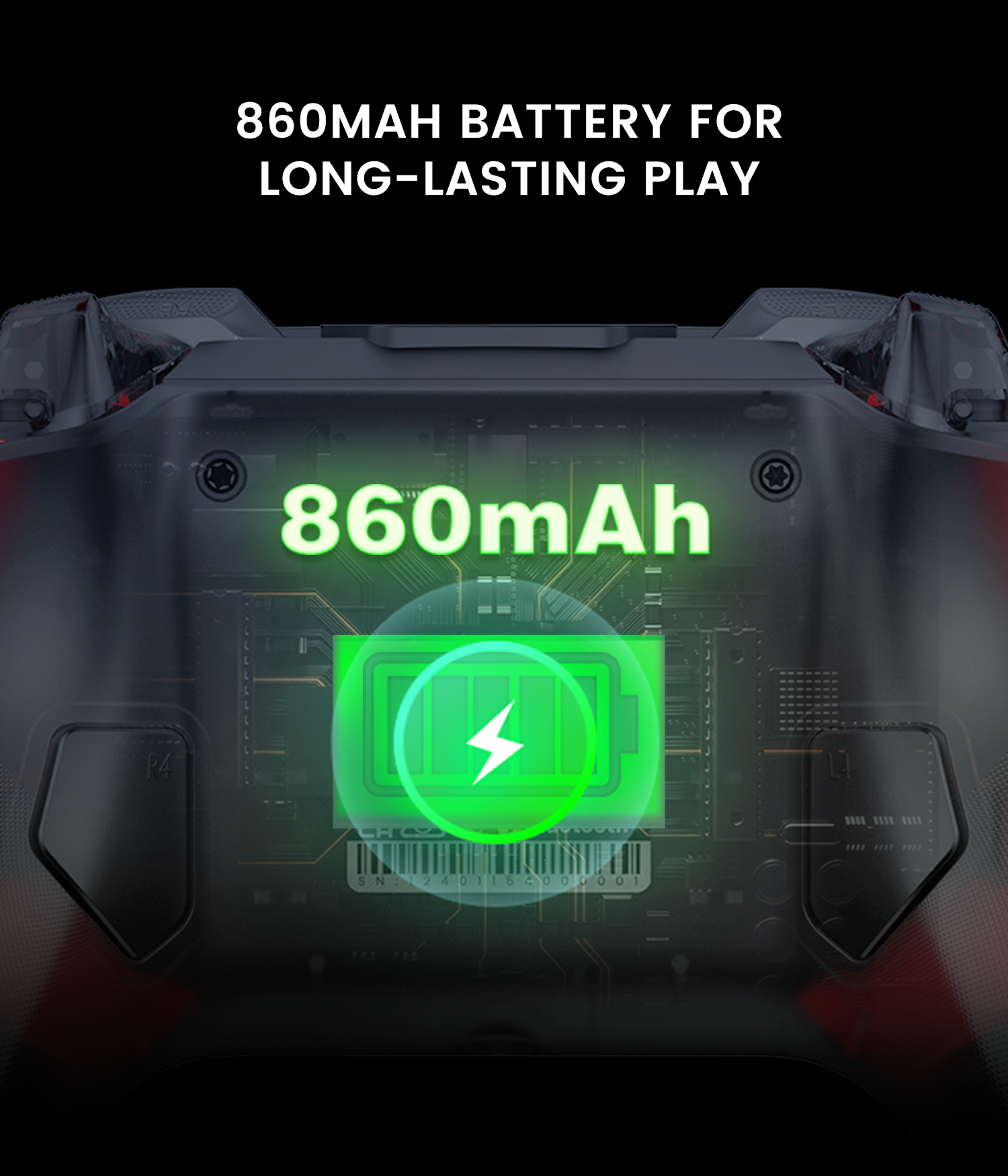 860mAh battery for long-lasting play  