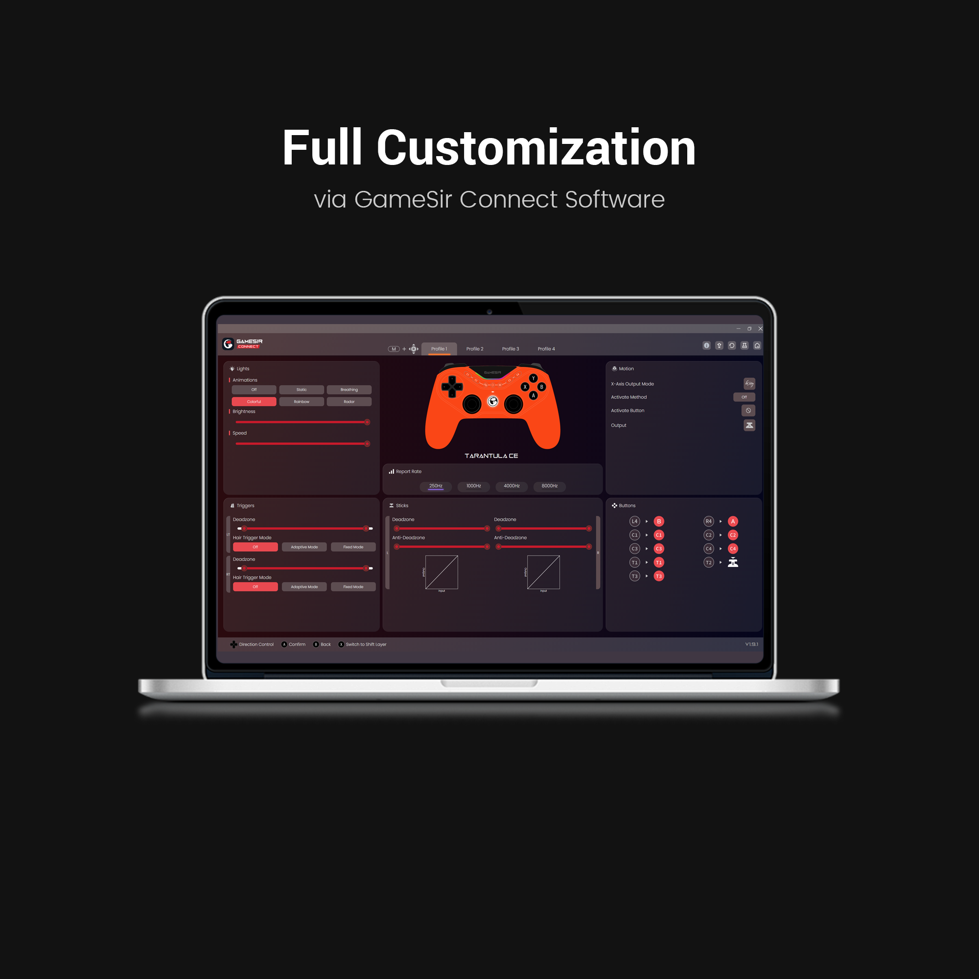 Esports-Grade Customization via GameSir Connect SoftwareFully customize performance, button mapping, macros, and more through GameSir Connect software, designed for competitive-level control and personalization. 
