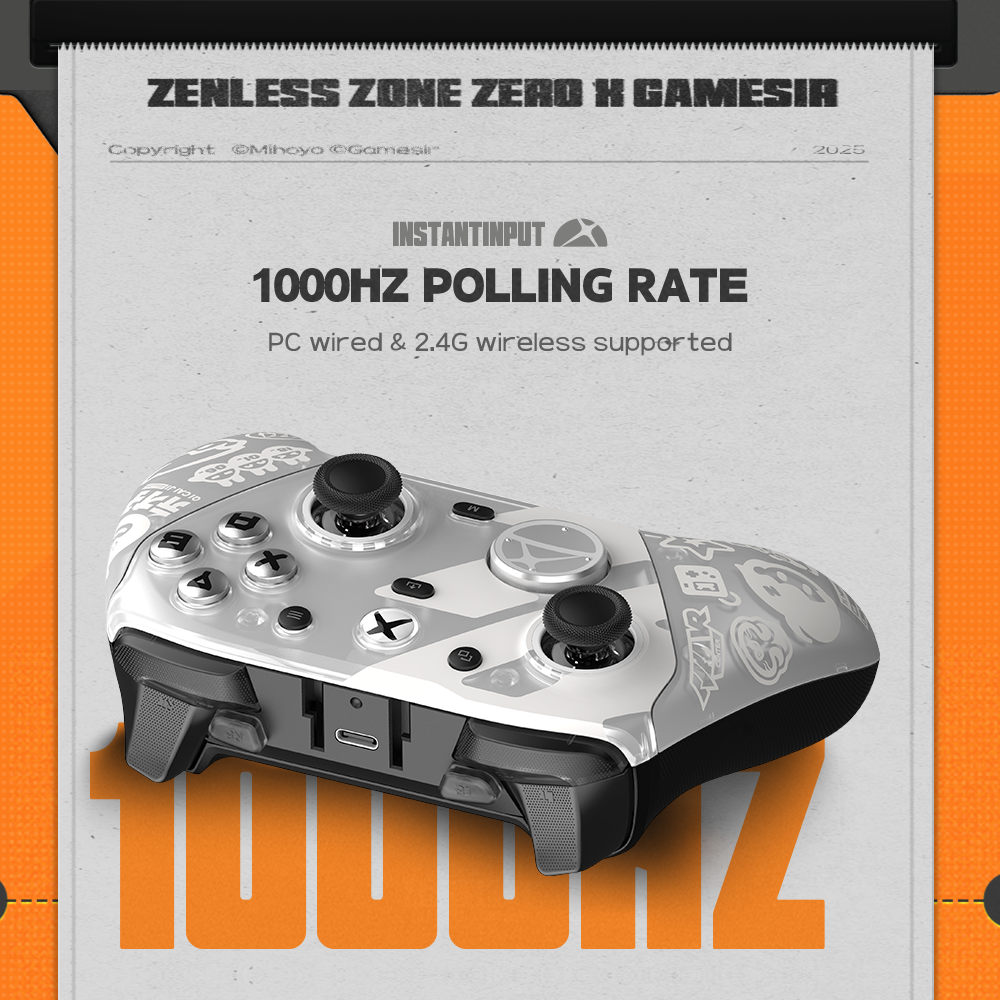 Eliminate lag and gain the ultimate competitive edge with our signature InstantInput technology. Delivering a blazing-fast 1000Hz polling rate, this controller ensures an ultra-low 1ms response time, translating your every move into immediate in-game action. Whether you prefer the rock-solid stability of a PC wired connection or the untethered freedom of low-latency 2.4G wireless, our high-speed reporting is fully supported across both modes. Experience seamless, fluid control that keeps you one step ahead of the competition in even the most intense firefights.