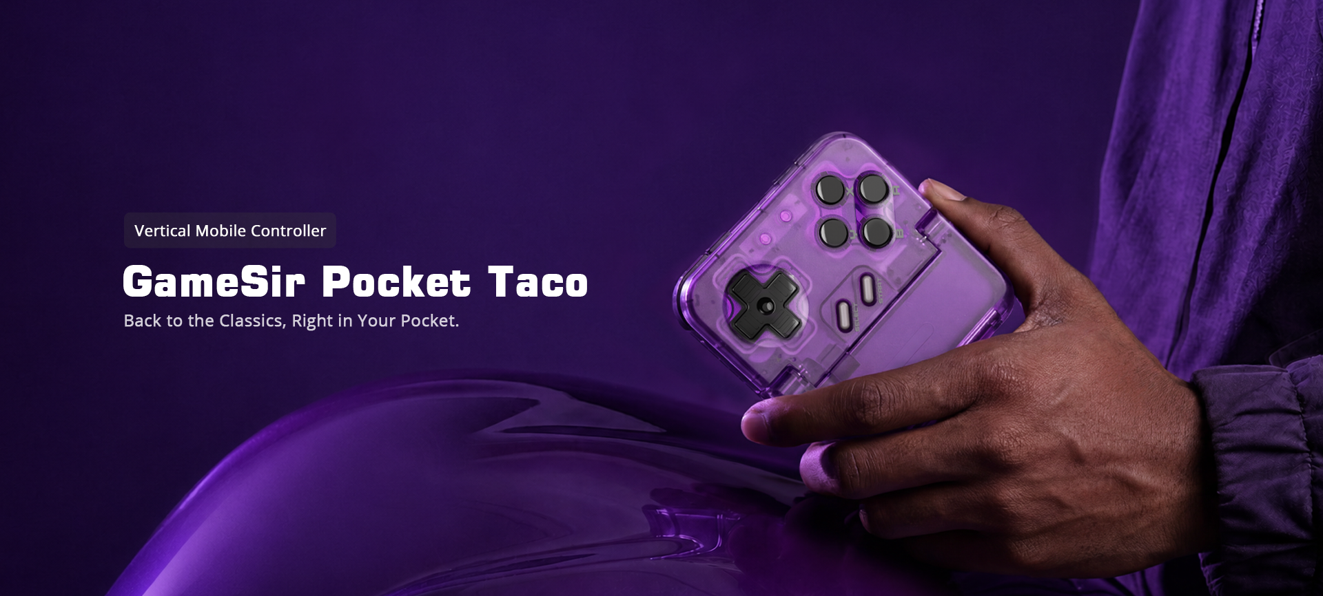 GameSir Pocket Taco The Pocket Taco is a Vertical Mobile Controller, meaning it attaches to the bottom of your phone to create a portrait-oriented layout. This is a departure from the typical 