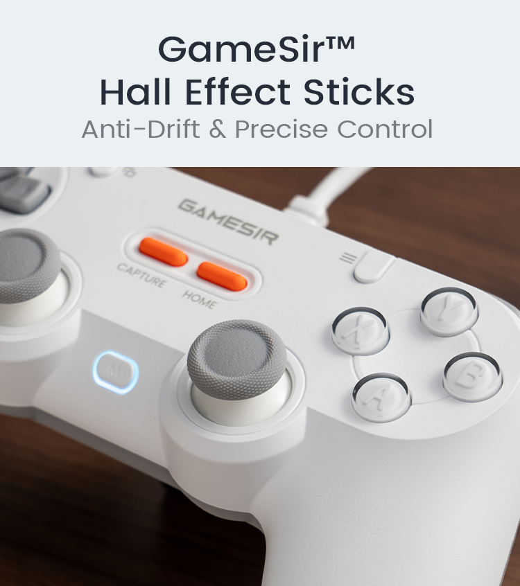 Equipped with GameSir™ Hall Effect Sticks, this controller ensures anti-drift performance and long-lasting precise control for competitive gaming. It also features membrane analog triggers that provide a smooth, consistent feel and enhanced durability, delivering a professional-grade tactile experience with every press.