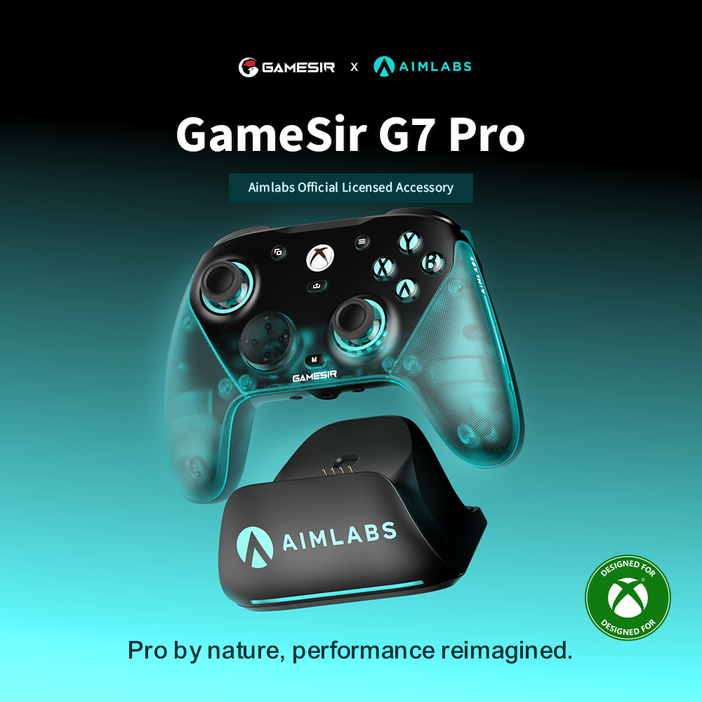 This image showcases the GameSir G7 Pro, an 