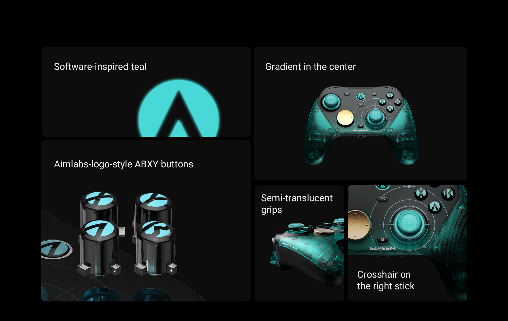 The G7 Pro 8K PC controller is a masterclass in modern gaming aesthetics. It features a software-inspired teal finish that captures the digital energy of the competitive scene. The custom Aimlabs-logo-style ABXY buttons offer a unique tactile identity, perfectly complemented by a striking radial gradient that draws the eye toward the center of the device. For a premium feel, the semi-translucent grips provide a glimpse into the internal engineering while offering superior comfort. Finally, the tactical crosshair etched onto the right stick serves as a constant reminder of your goal: pinpoint precision in every shot.