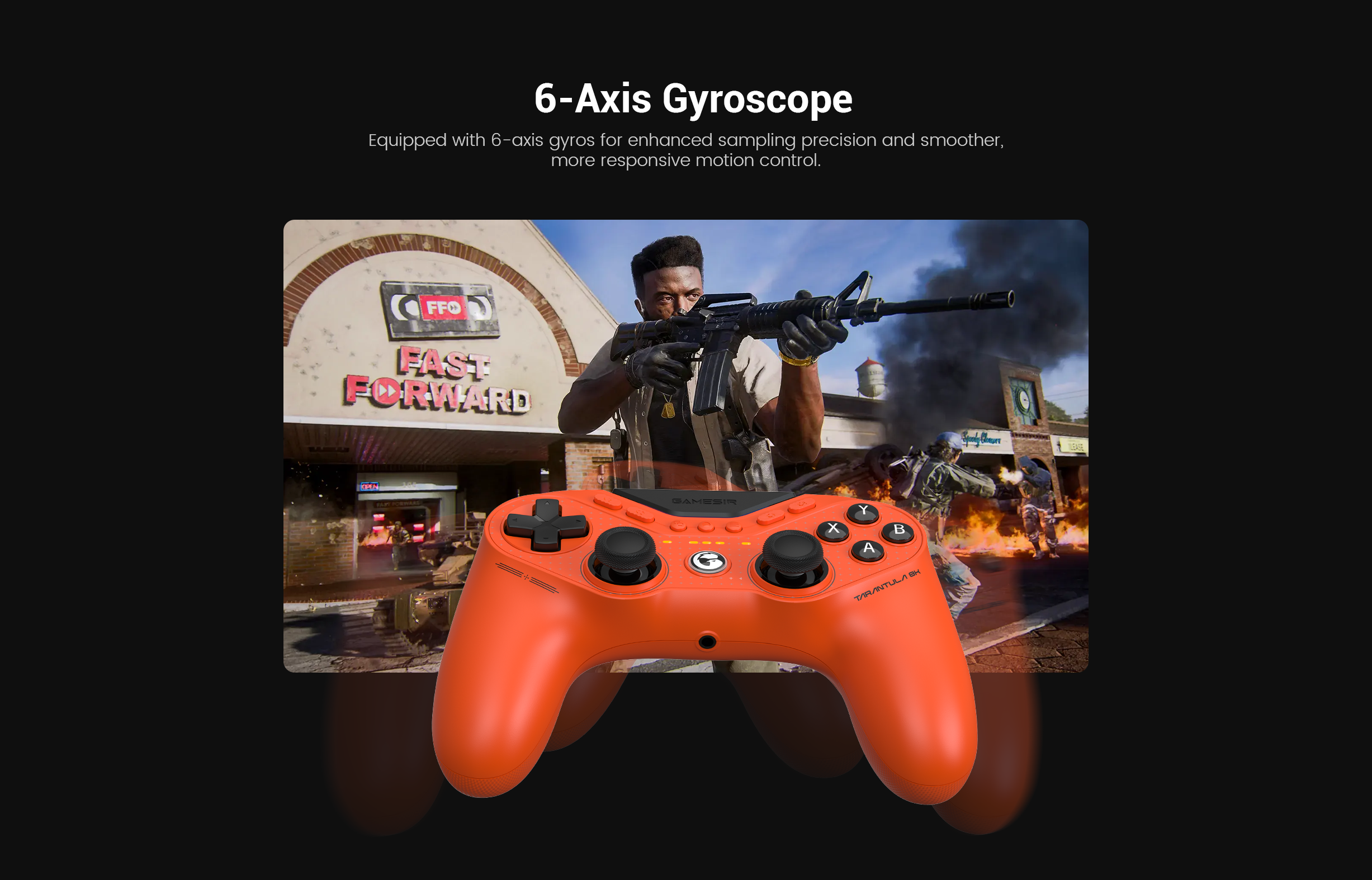 Six-Axis GyroscopeBuilt-in 6-axis gyroscope enhances aiming accuracy and fine control, offering greater flexibility for competitive and immersive gameplay.