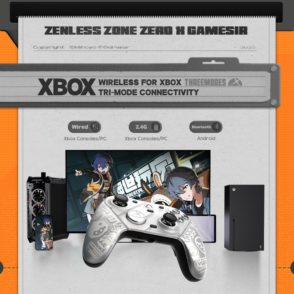 This controller features Tri-Mode Connectivity, offering ultimate flexibility for various platforms. It supports high-speed Wired and low-latency 2.4G wireless connections specifically for Xbox Consoles and PC. Additionally, it includes Bluetooth support for seamless gaming on Android devices, ensuring a consistent experience across console, desktop, and mobile.