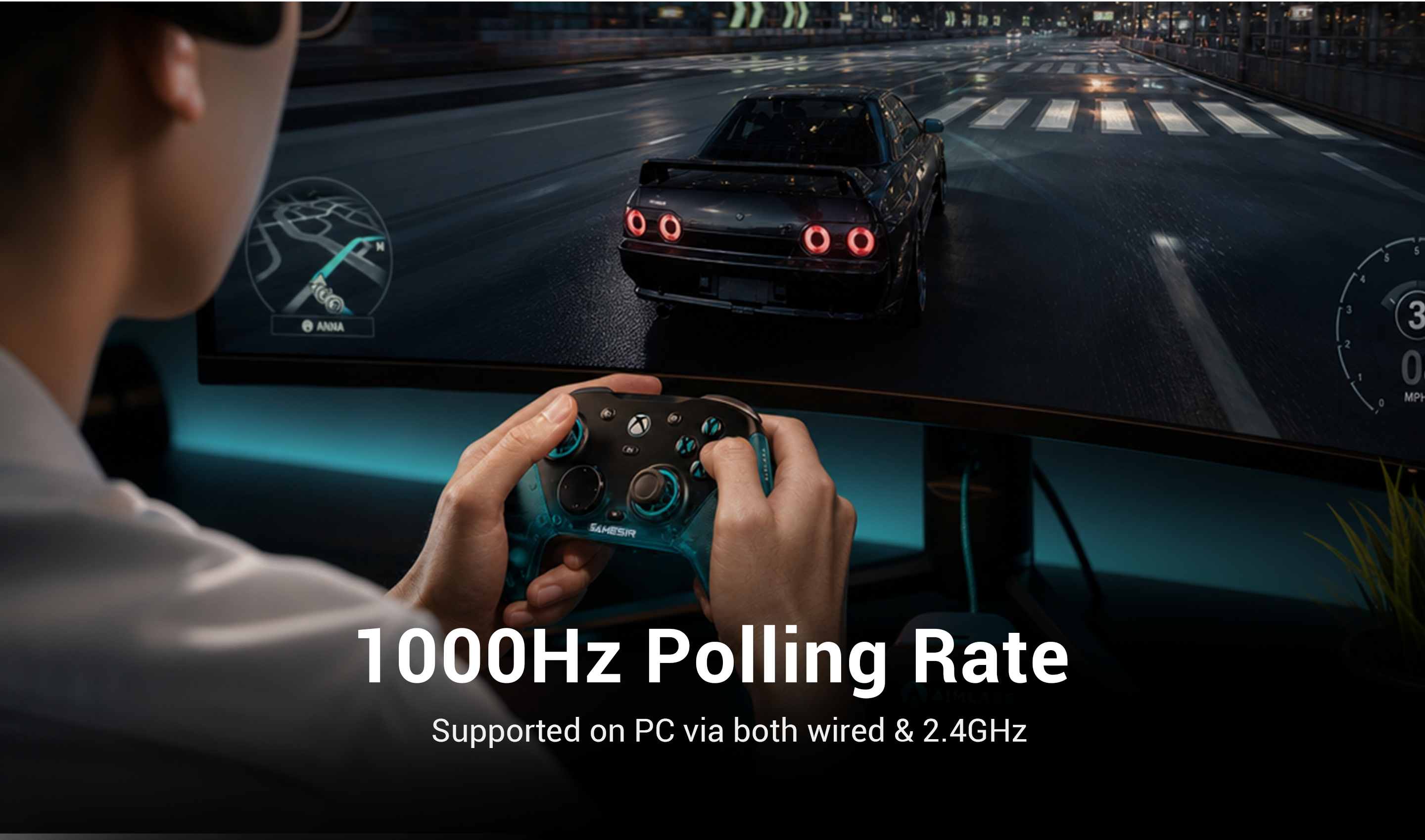 1000Hz polling rate on PC via both wired & 2.4G connectionsExperience ultra-responsive gaming with a 1000Hz polling rate on PC, available through both wired and 2.4G wireless connections. This ensures instantaneous input registration, reducing lag and optimizing your performance for the most competitive gameplay.