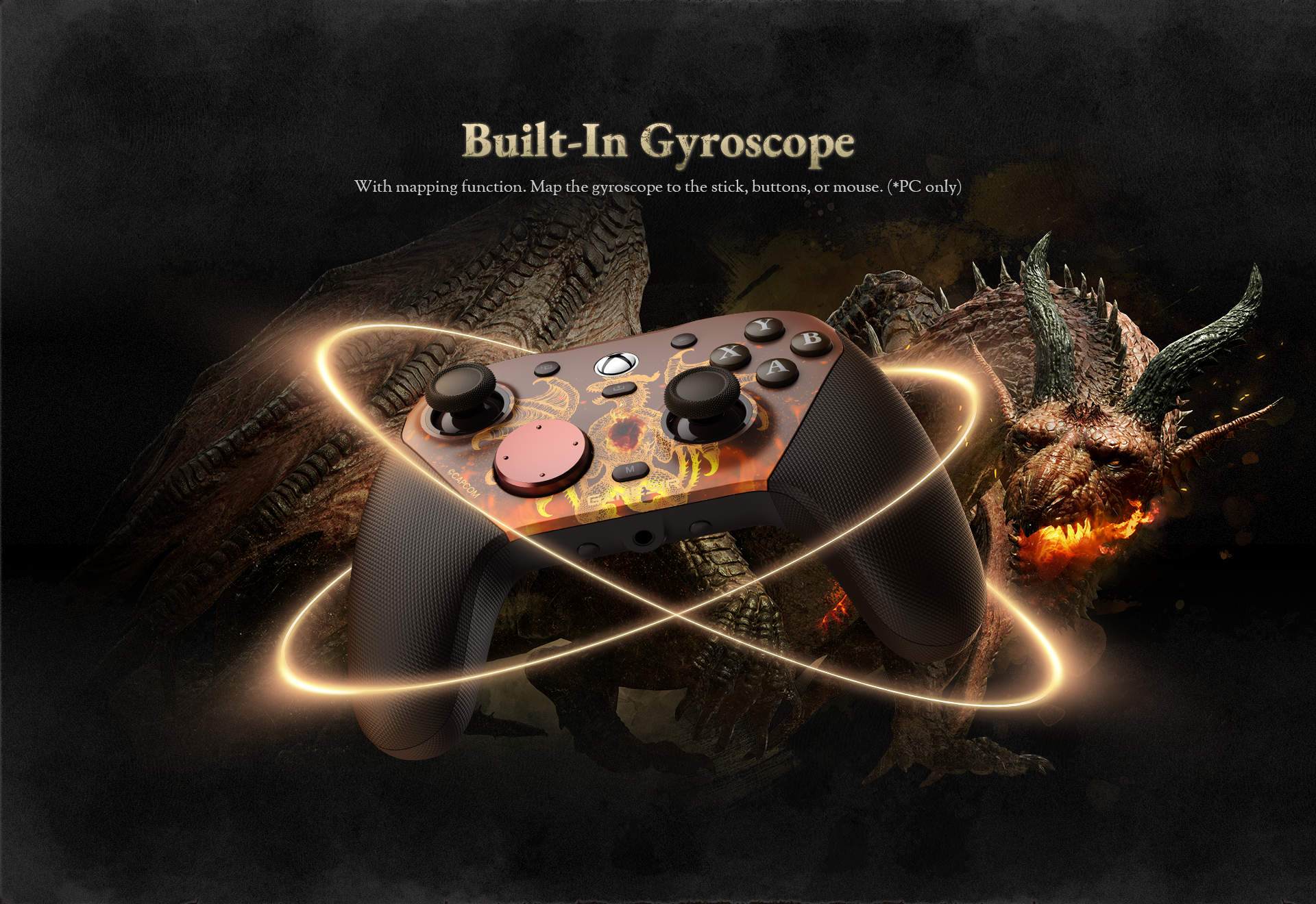 In Gyroscope feature of the GameSir G7 Pro Dragon's Dogma 2 Edition.1. Built-In Gyroscope (PC Only)The integrated gyroscope allows for motion-based control, significantly enhancing gameplay on PC:Advanced Mapping: Through the GameSir Nexus software, the gyro can be mapped to the joystick (for motion-aiming), buttons, or even a mouse.Intuitive Aiming: This is particularly useful for fine-tuning shots with bows or magic in Dragon's Dogma 2, allowing for natural, tilt-based aiming adjustments.2. Mag-Res™ TMR SticksThis is the first officially Xbox-licensed controller to feature TMR (Tunneling Magnetoresistance) technology.The Hybrid Advantage: TMR sticks offer a 