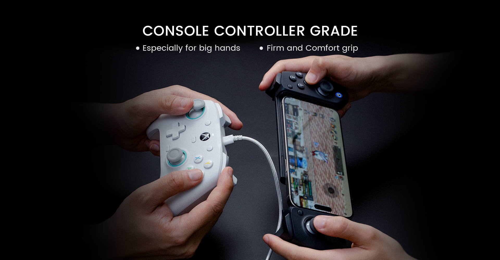 Console controller grade sicks and buttons for exceptional comfort, especially designed for big hands, bringing firm and comfortable grip