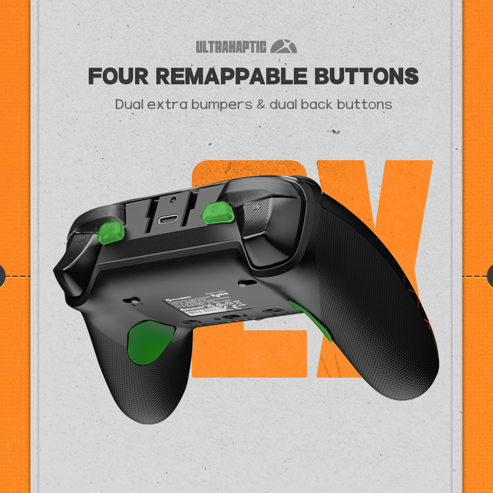 Unlock pro-level potential with four remappable buttons. Featuring dual extra bumpers and dual back buttons, this ProControl setup puts advanced commands right at your fingertips. Remap any function to suit your game and dominate every session with superior ergonomics and lightning-fast response.