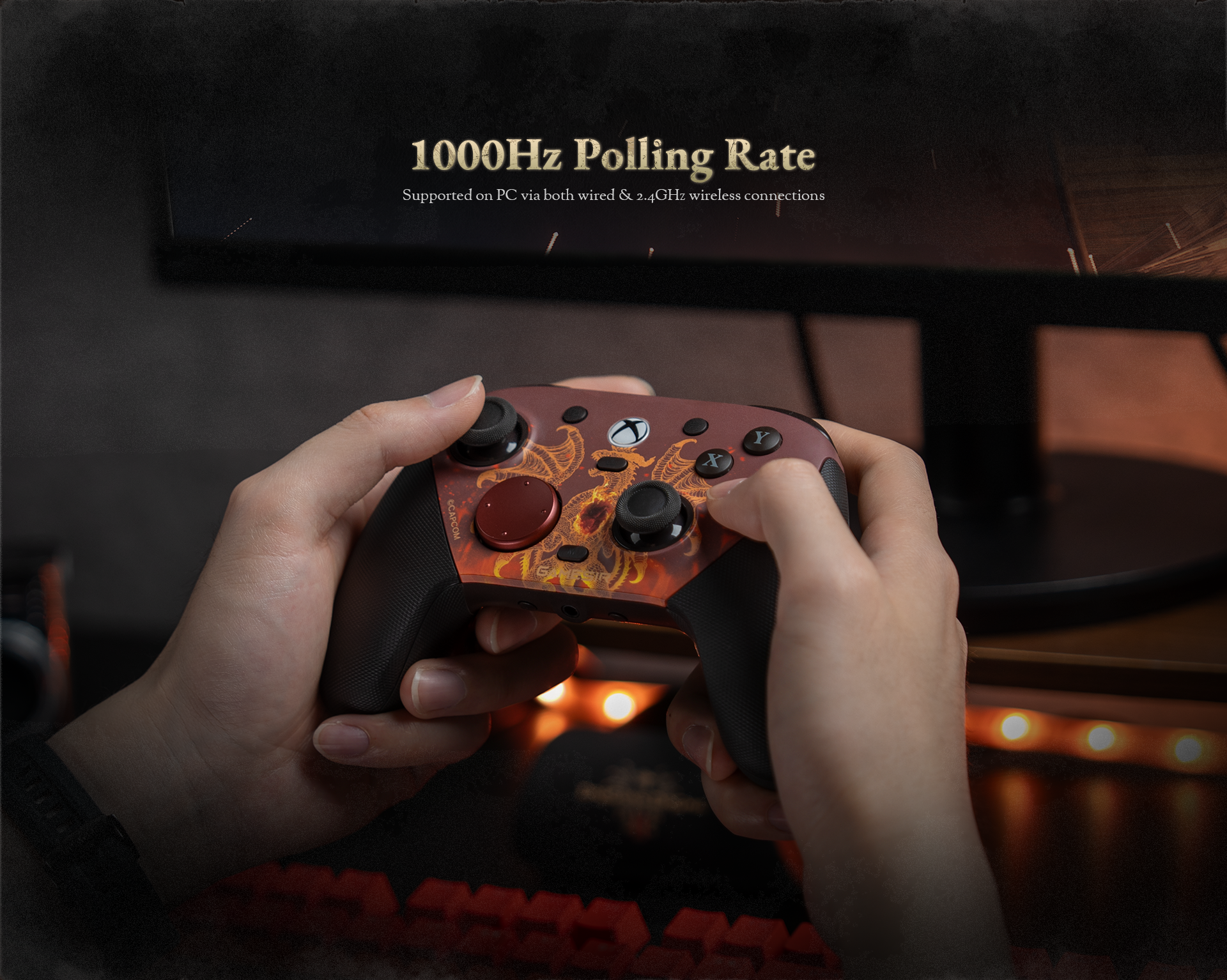 000Hz Polling RateThe controller is designed for elite responsiveness, offering a 1000Hz polling rate on PC.Near-Instant Response: This means the controller communicates its input status to the computer 1,000 times per second, resulting in an ultra-low 1ms input latency.Dual-Mode Support: Unlike many controllers that only reach high speeds when plugged in, this model supports the full 1000Hz rate via both wired and 2.4GHz wireless connections. This ensures pro-level performance without the restriction of a cable.Combat Advantage: For Dragon's Dogma 2, this provides the 