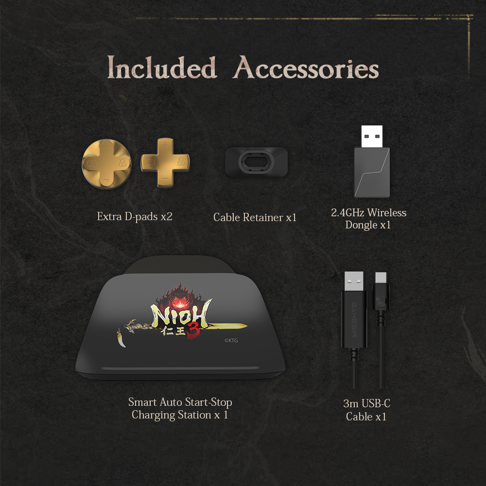 The GameSir G7 Pro 8K PC — Nioh 3 Edition bundle includes the following items:1 x G7 Pro 8K Controller: Features the exclusive Nioh 3 