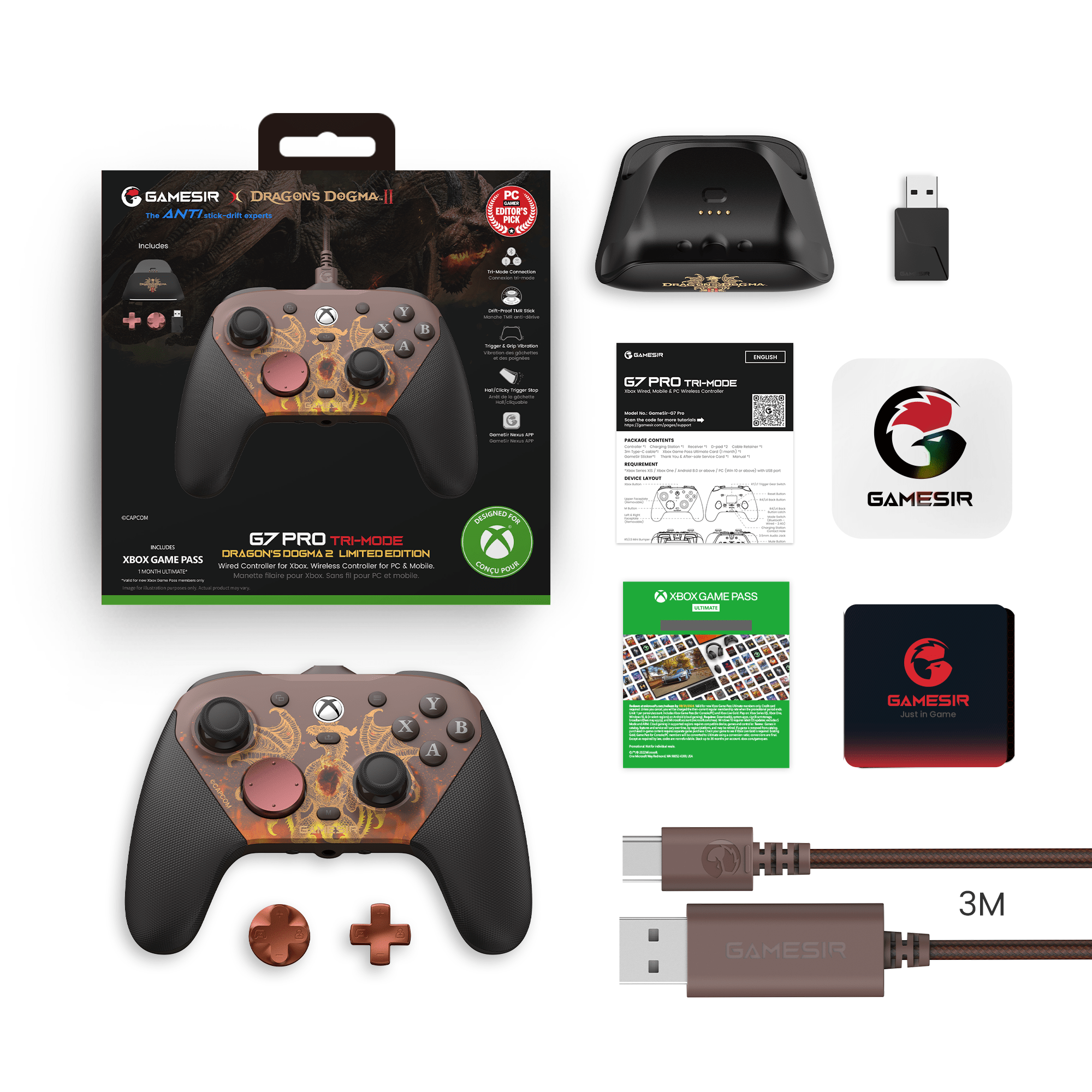 GameSir G7 Pro Dragon's Dogma 2 Edition | Tri-Mode Xbox Wired, PC & Mobile Wireless Controller - GameSir