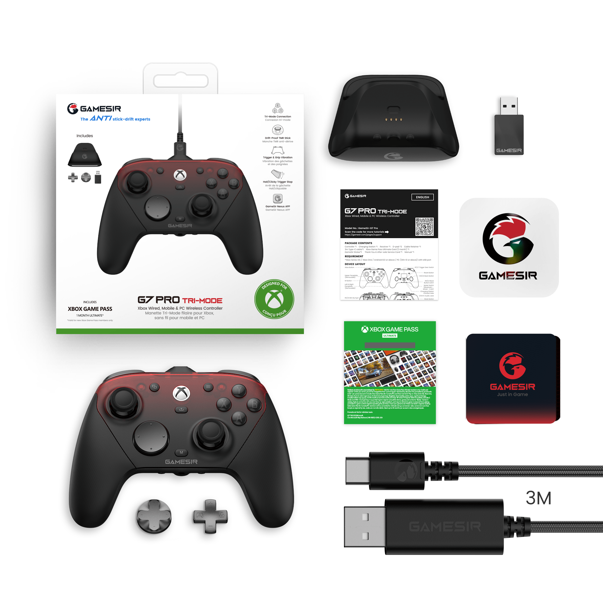GameSir G7 Pro Tri-Mode Xbox Wired, PC & Mobile Wireless Controller - GameSir